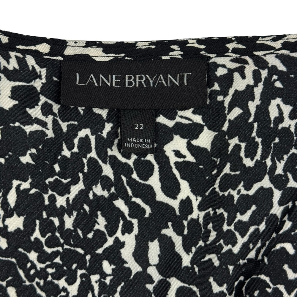 Lane Bryant Sleeveless Blouse Plus 22 Shirt Leopard Animal V-Neck High Low‎ B/W - Picture 5 of 15
